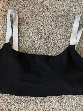 Athleta Black Bralette with Shimmery Silver Straps
